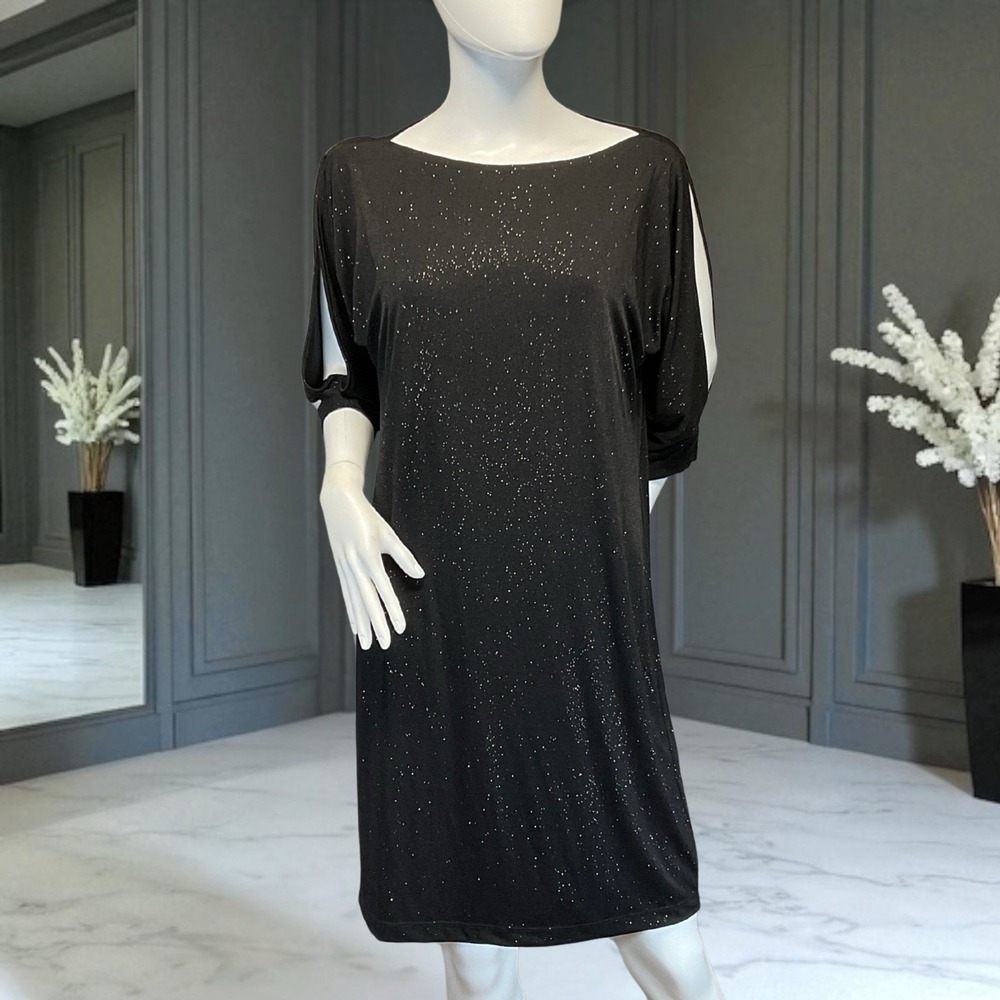 Ronni Nicole Women's Size 8 Black Sparkle Cold Shoulder Dress Cocktail Party NWT